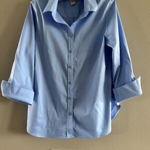 Chico's Blue Blouse Classic Button-Down Top